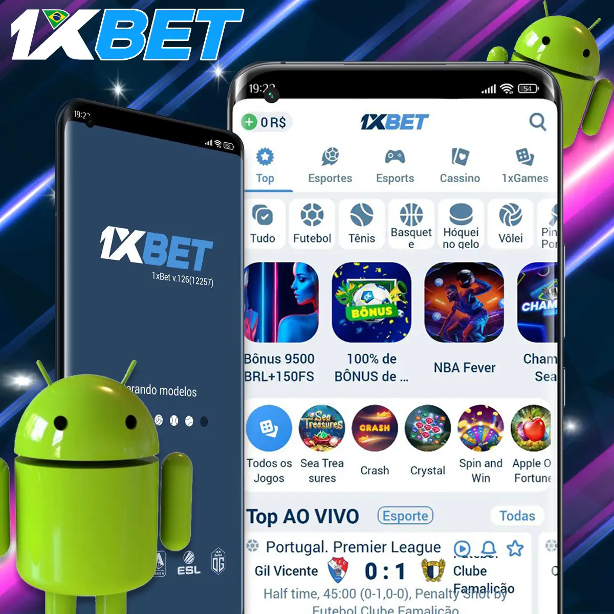 Aplicação 1xBet para instalar no Android.