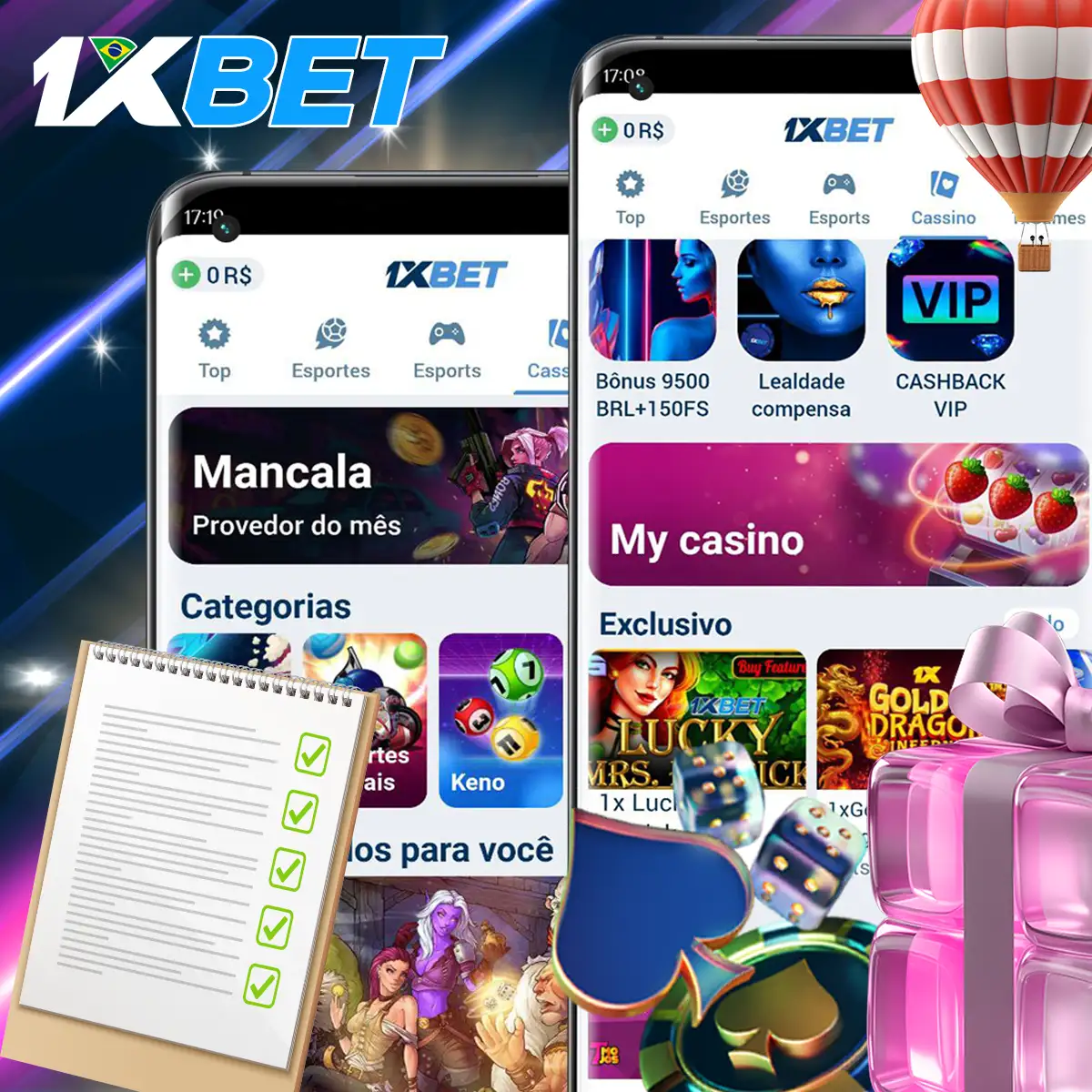 O programa de bónus de casino 1xBet.