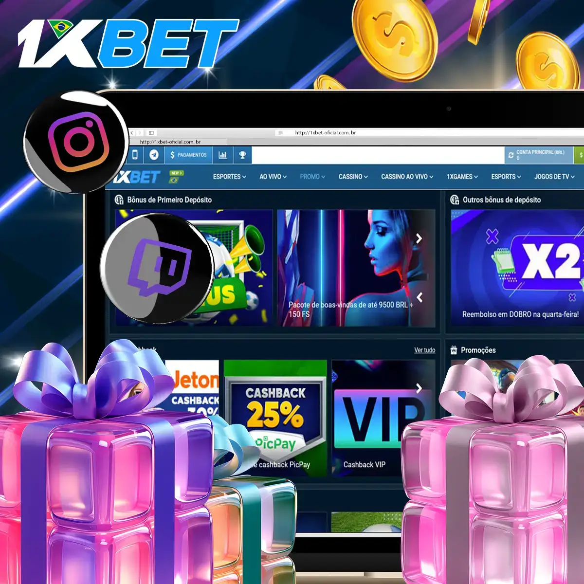 Códigos promocionais na plataforma 1xBet no Brasil.