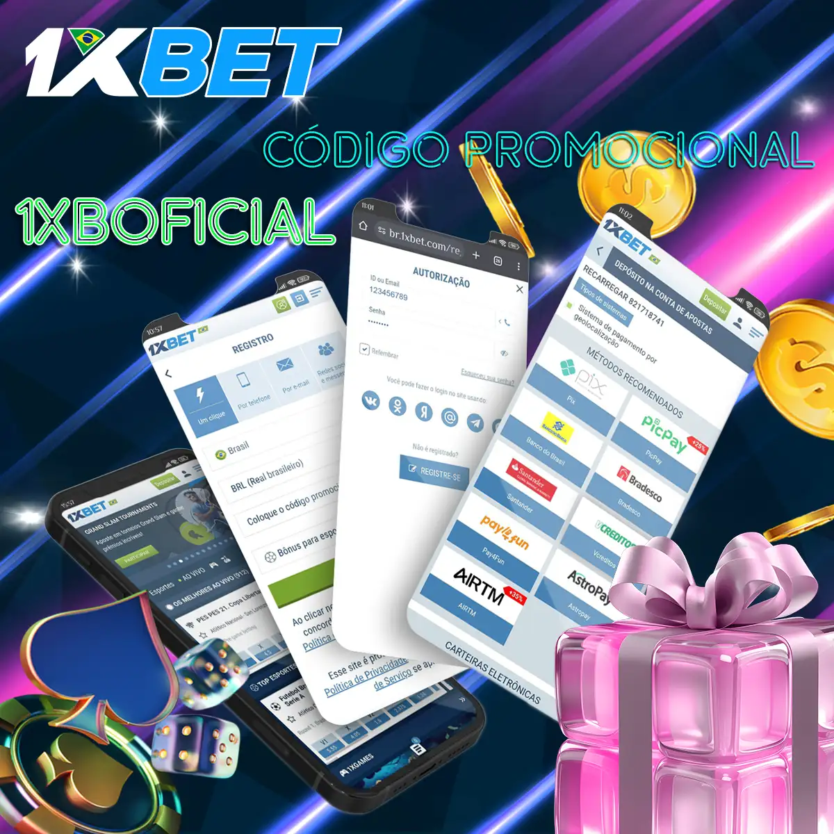 Como obter o bónus de boas-vindas do casino 1xBet no Brasil?