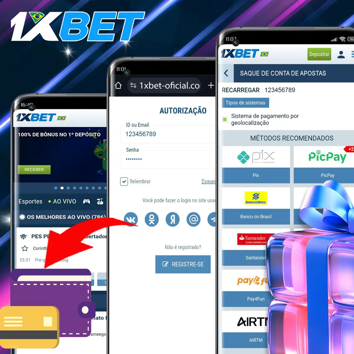 Como levantar o bónus de boas-vindas 1xBet.