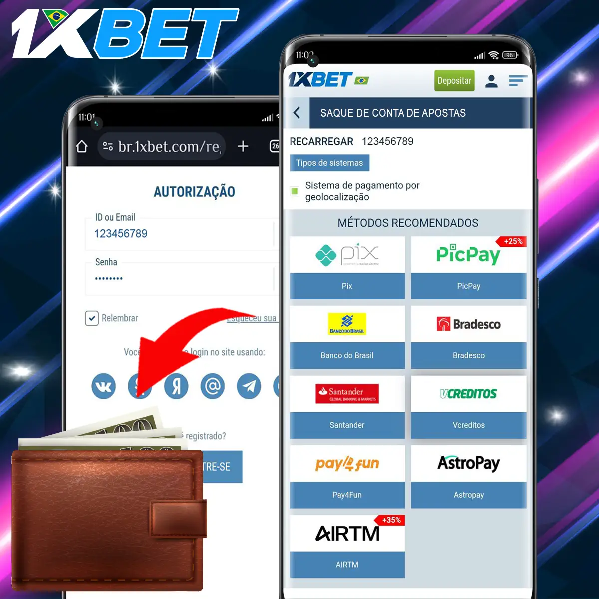 Como levantar fundos de bónus na 1xBet?