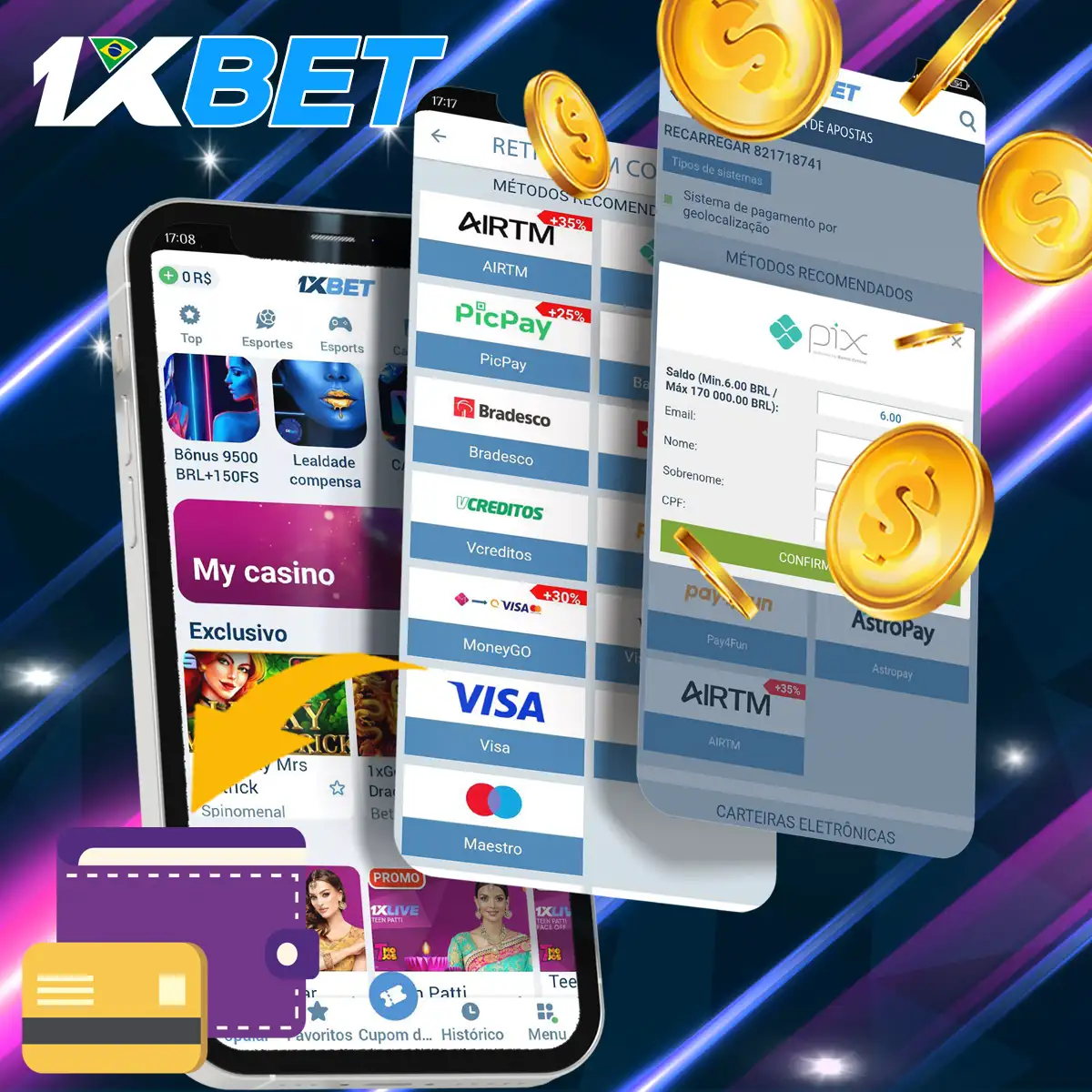 Como fazer um levantamento através da aplicação 1xBet