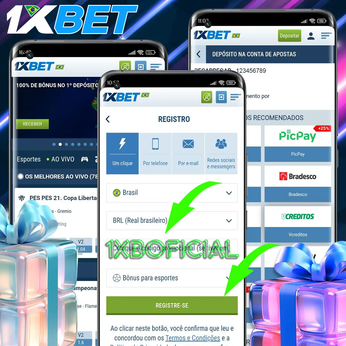 Como registar-se e receber um bónus na 1xBet?