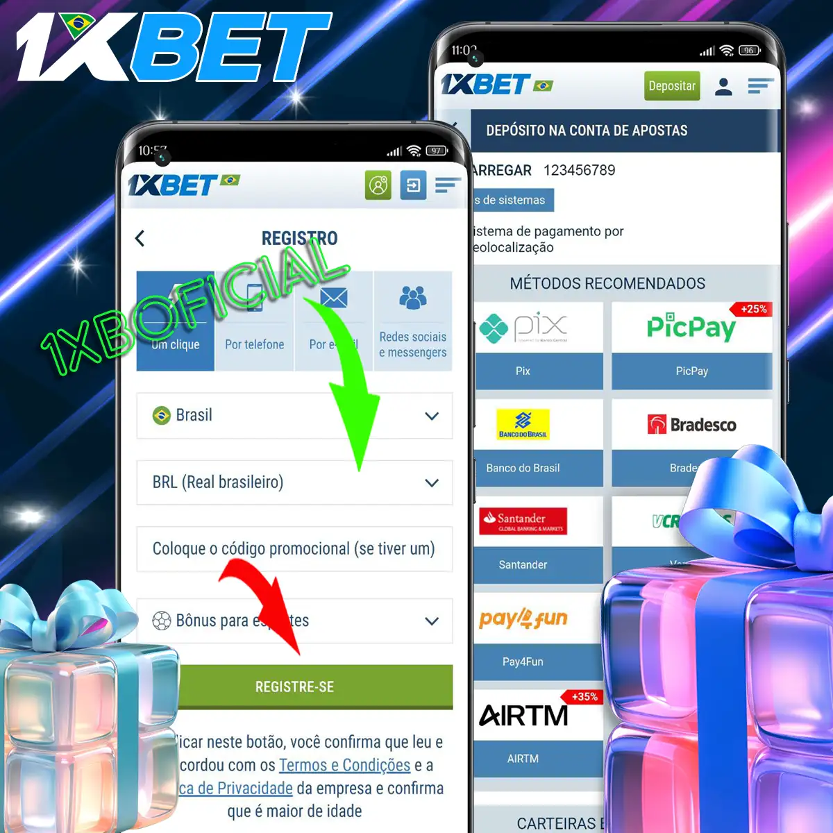 Processo de registo na 1xBet?