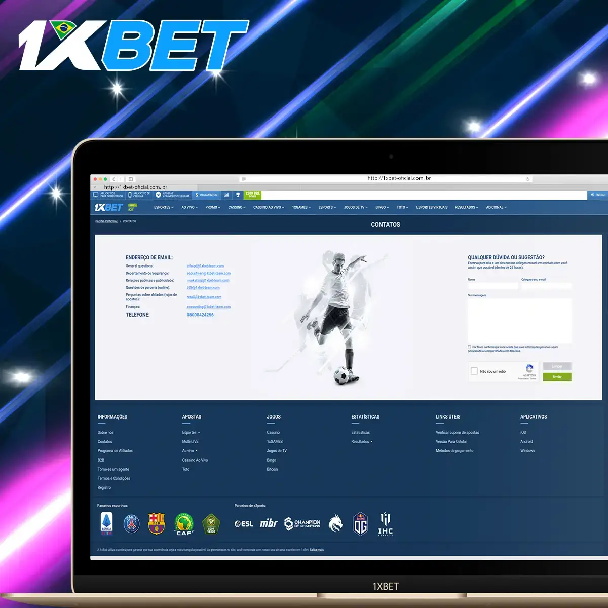 Os nossos contactos 1xBet.