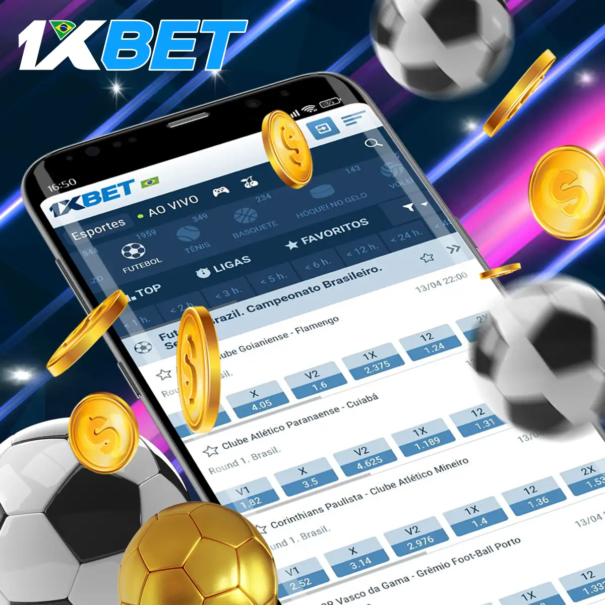 Apostas em futebol na plataforma 1xBet no Brasil.