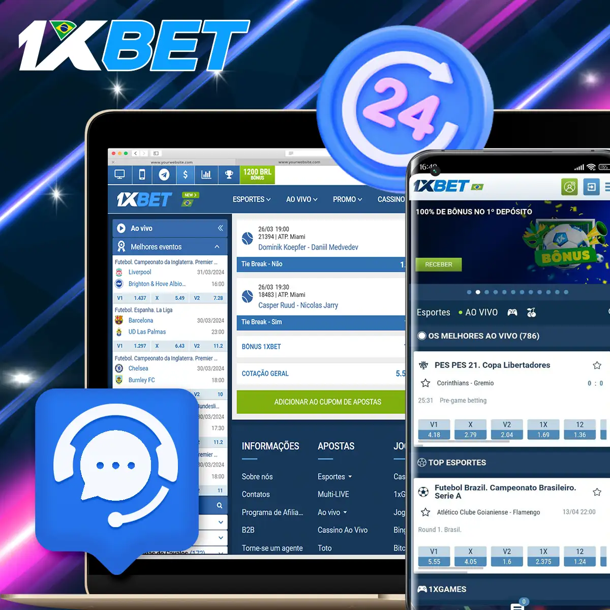 Apoio ao cliente da plataforma 1xBet.