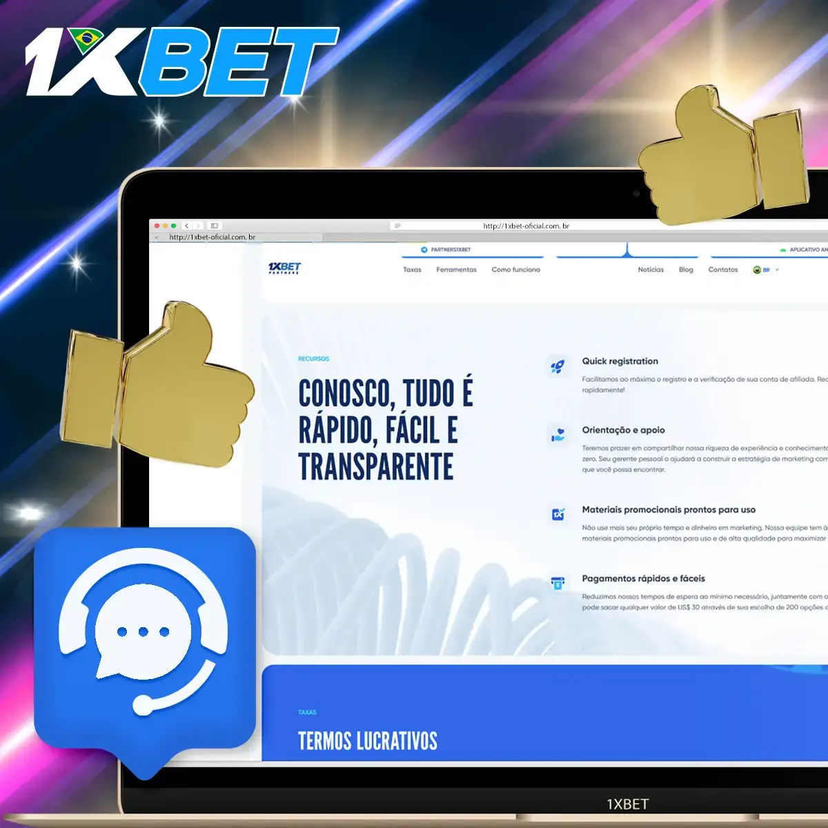 Apoio personalizado para os parceiros 1xBet.