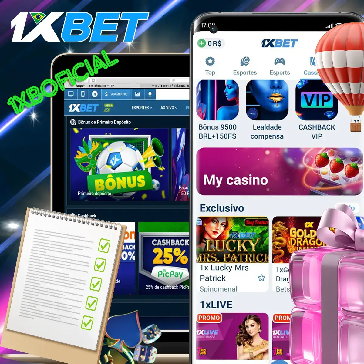 Termos e condições dos bónus de casino 1xBet em Blasilia.