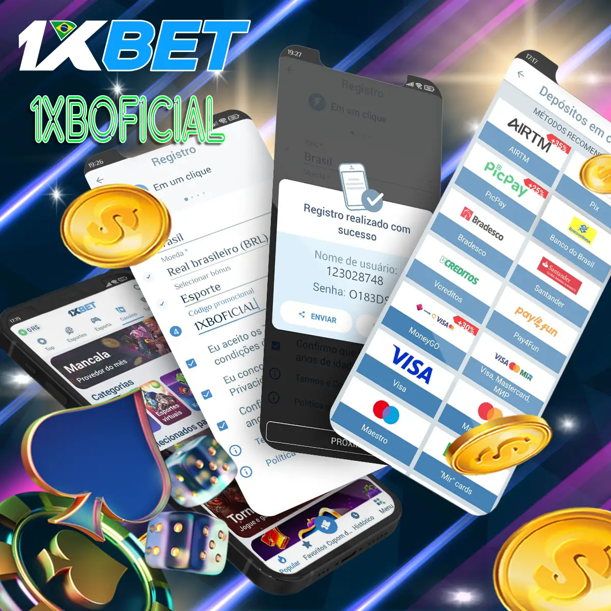 Como começar a jogar na plataforma 1xBet no Brasil.