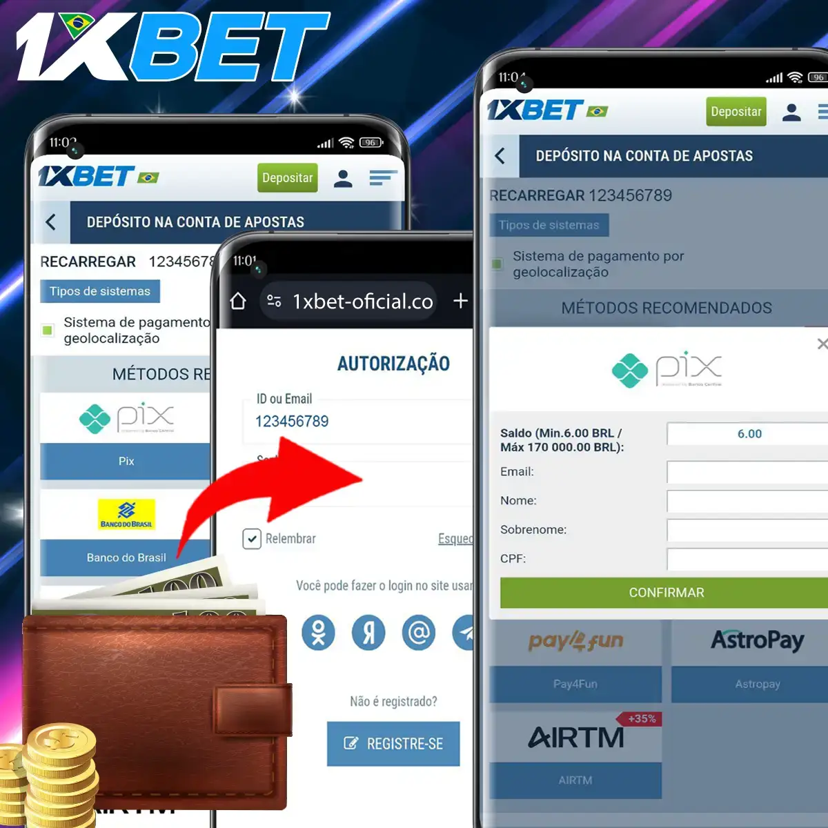 Como efetuar o primeiro depósito na 1xBet?